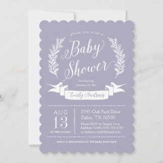 Fliederpurpur Whimsical Cottage-Garten-Baby-Party Einladung