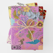 Fliederrosa Boho Whimsical Botanische Flora Geschenkpapier Set (Beispiel)