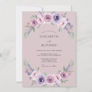 Fliederrosen-Hochzeit in Mauve Einladung