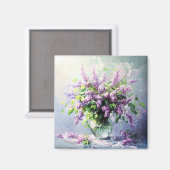 Fliederstrauß in Lavendelblüten Magnet (Vorderseite/Rückseite)