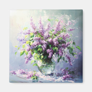 Fliederstrauß in Lavendelblüten Magnet