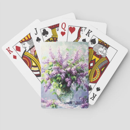 Fliederstrauß in Lavendelblüten Spielkarten (Rückseite)