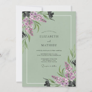 Fliederzweig-Eukalyptus-Hochzeit Einladung