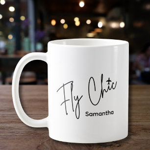 Flieg Chic Schrift & Flugzeug Luftfahrt Einfach Kaffeetasse