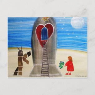 ...Flieg mich zum Mond...Kunst von Jutta Gabriel.. Postkarte