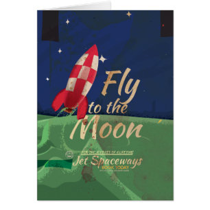Flieg mich zum Mond Vintage-Reiseposter