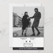 Flieg mit Liebe: Boarding Pass Save the Date Einladung (Rückseite)