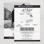 Flieg mit Liebe: Boarding Pass Save the Date Einladung (Vorne/Hinten)