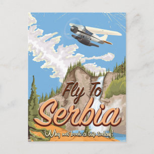 Flieg nach Serbien Cartoon-Reiseplakat Postkarte