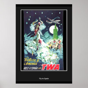 Flieg nach Spanien Vintage Retro Druck Poster