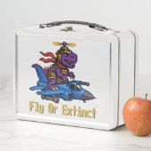 Flieg oder stirb Pixel-Art-Dinosaurier-Pilot-Kampf Metall Brotdose (Beispiel)