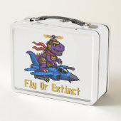 Flieg oder stirb Pixel-Art-Dinosaurier-Pilot-Kampf Metall Brotdose (Rückseite)