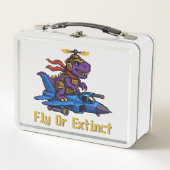 Flieg oder stirb Pixel-Art-Dinosaurier-Pilot-Kampf Metall Brotdose (Vorderseite)