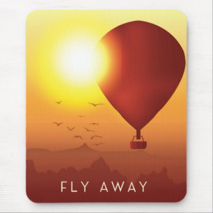 Flieg weg Heißluftballon Abendhimmel Mousepad