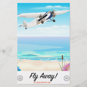 Flieg weg Vintage-Cartoon-Reiseposter Briefpapier