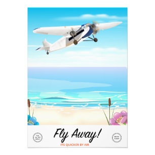 Flieg weg Vintage-Cartoon-Reiseposter Fotodruck