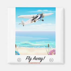 Flieg weg Vintage-Cartoon-Reiseposter Magnet