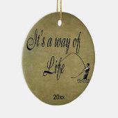 Fliege-Fischen - es ist eine Lebensart Keramik Ornament (Rechts)