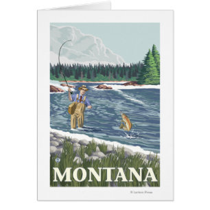 Fliege FishermanMontanaVintage Reise-Plakat