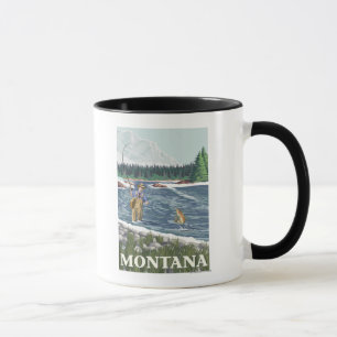 Fliege FishermanMontanaVintage Reise-Plakat Tasse