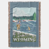 Fliege FishermanWyomingVintage Reise-Plakat Decke (Vorderseite Vertikal)