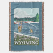 Fliege FishermanWyomingVintage Reise-Plakat Decke (Vorderseite Vertikal)