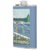 Fliege FishermanWyomingVintage Reise-Plakat Flachmann (Links)