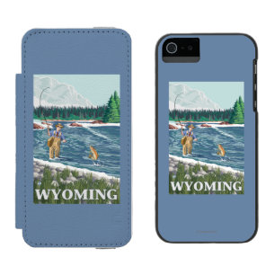 Fliege FishermanWyomingVintage Reise-Plakat Incipio Watson™ iPhone 5 Geldbörsen Hülle