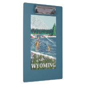 Fliege FishermanWyomingVintage Reise-Plakat Klemmbrett (Rechts)