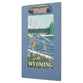 Fliege FishermanWyomingVintage Reise-Plakat Klemmbrett (Links)