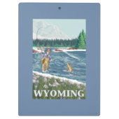 Fliege FishermanWyomingVintage Reise-Plakat Klemmbrett (Rückseite)