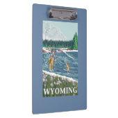 Fliege FishermanWyomingVintage Reise-Plakat Klemmbrett (Rechts)