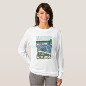 Fliege FishermanWyomingVintage Reise-Plakat T-Shirt (Vorne ganz)