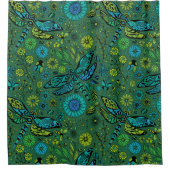 Fliege, Fliegenfliege auf smaragdgrünen Duschvorhang (Vorderseite)