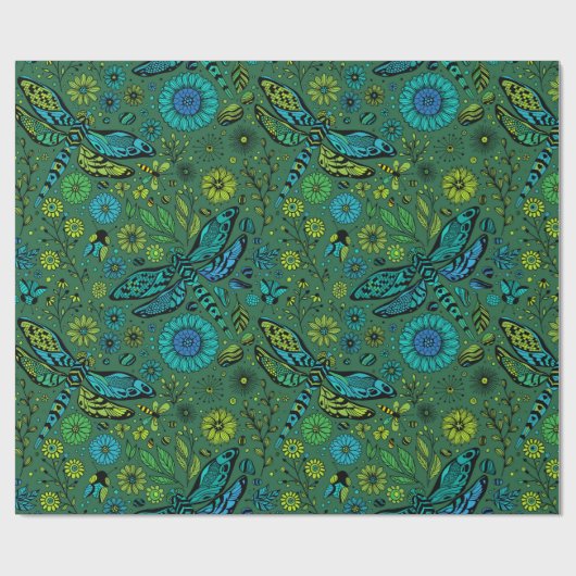 Fliege, Fliegenfliege auf smaragdgrünen Geschenkpapier (Flach)