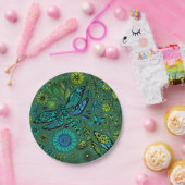 Fliege, Fliegenfliege auf smaragdgrünen Pappteller (Party)