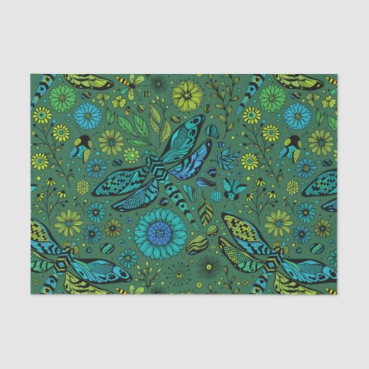 Fliege, Fliegenfliege auf smaragdgrünen Seidenpapier (Vorderseite)