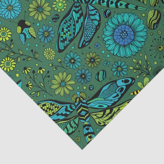 Fliege, Fliegenfliege auf smaragdgrünen Seidenpapier (Ausschnitt)