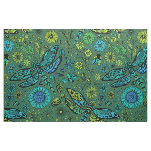 Fliege, Fliegenfliege auf smaragdgrünen Stoff (Fat Quarter (45,7 x 55,9 cm))