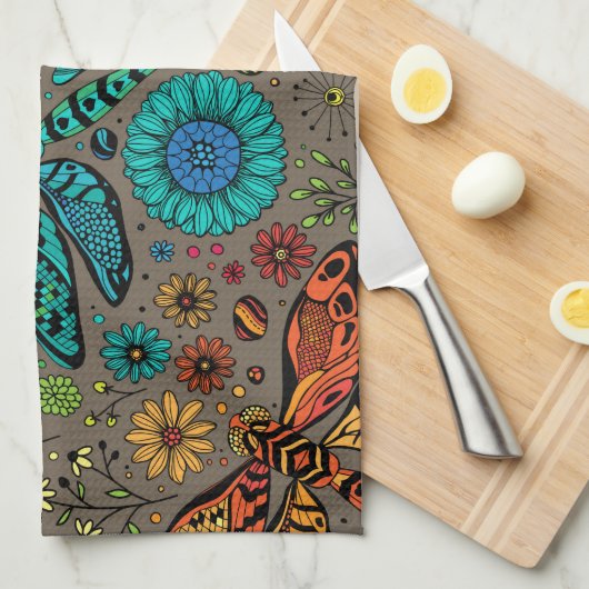 Fliege, Fliegenklingelfliege in Braun Geschirrtuch (Viertel Falte)