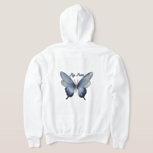Fliege Frei – Blaue Schmetterlingskunst-Design Hoodie (AblageHinten)