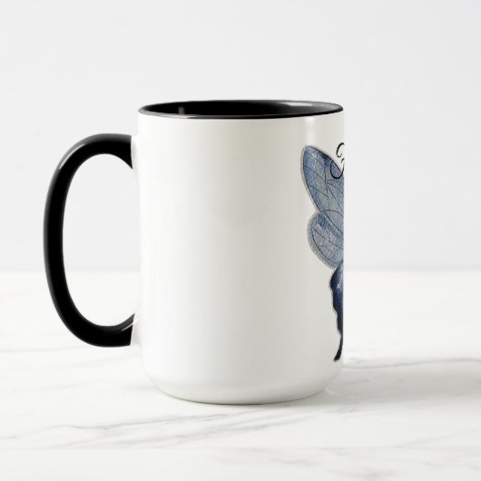 Fliege Frei – Blaue Schmetterlingskunst-Design Tasse (Links)