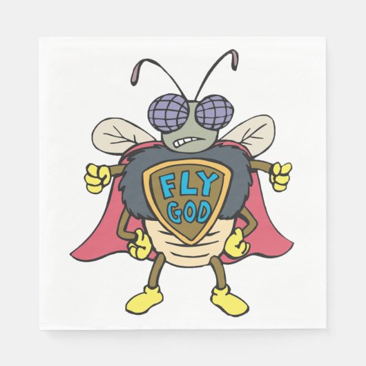 Fliege Gott Superheld Fliege Insekten Charakter Serviette (Vorderseite)