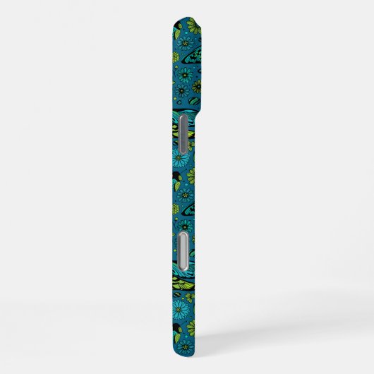 Fliege, Libelle auf blau iPhone Hülle (Rechte Seite)