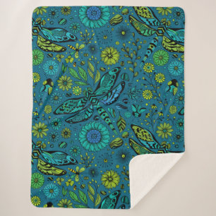 Fliege, Libelle auf blau Sherpadecke