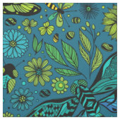 Fliege, Libelle auf blau Stoff (Muster)