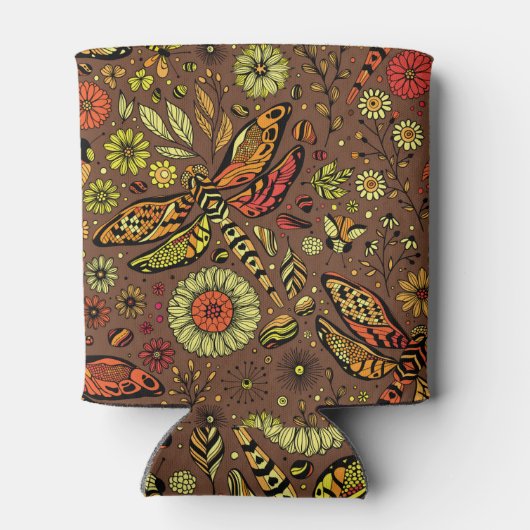 Fliege, Libelle auf Zimtbraun Dosenkühler (Rückseite)