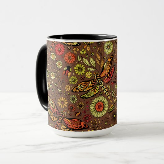 Fliege, Libelle auf Zimtbraun Tasse (Vorderseite Links)