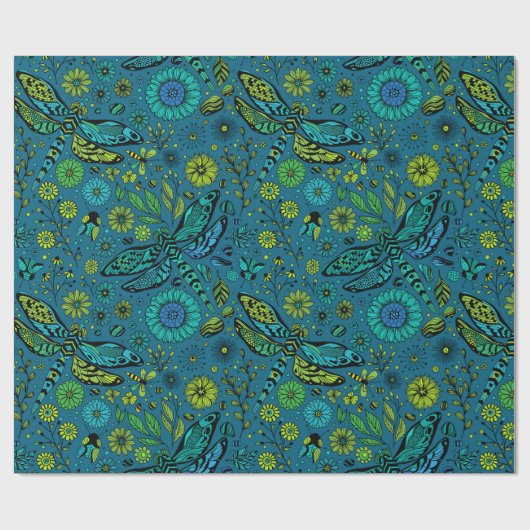 Fliege, Libelle Geschenkpapier (Flach)