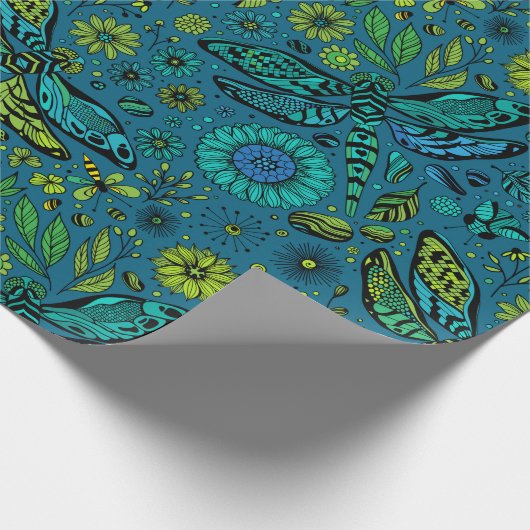 Fliege, Libelle Geschenkpapier (Ecke)